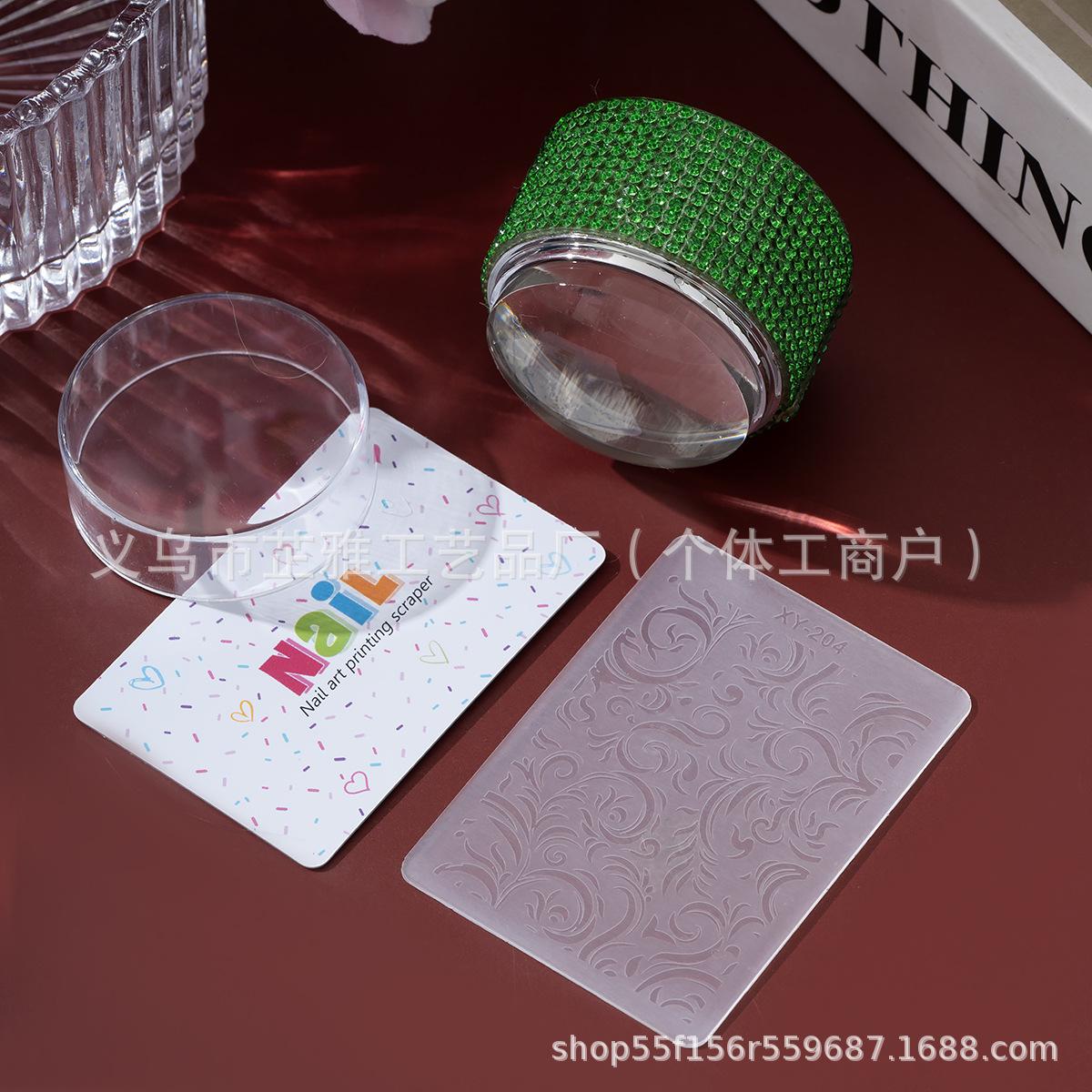

Diamond Nail Art Silicone Seal French Giant Sticky Transparent Double Head Nail Lace Butterfly Pattern Floral Printing Tool зелёный