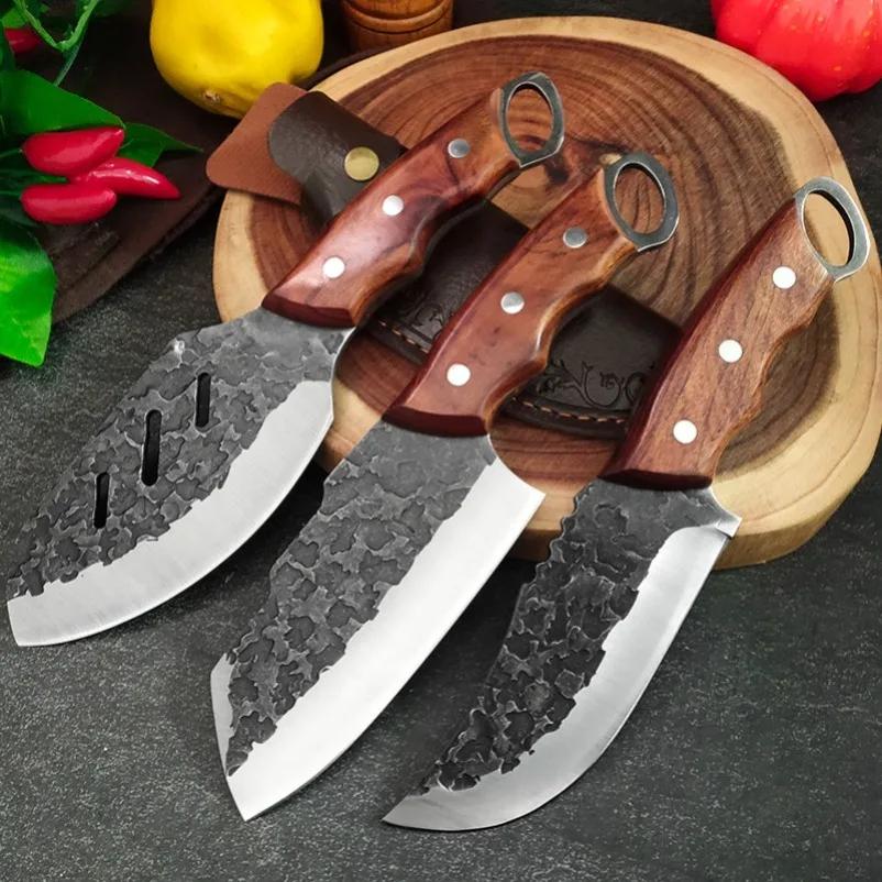 Utility Knife Slicing Meat Fruit Fish Knife Chef Cleaver Chop Vegetables Kitchen Knives Hand Forge Blade Boning Butcher Knife