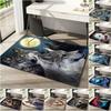 1 Stück Wolfsmotiv Bedruckter runder Teppich, Fußmatte für Zuhause, Outdoor-Reiseschutzteppich B4