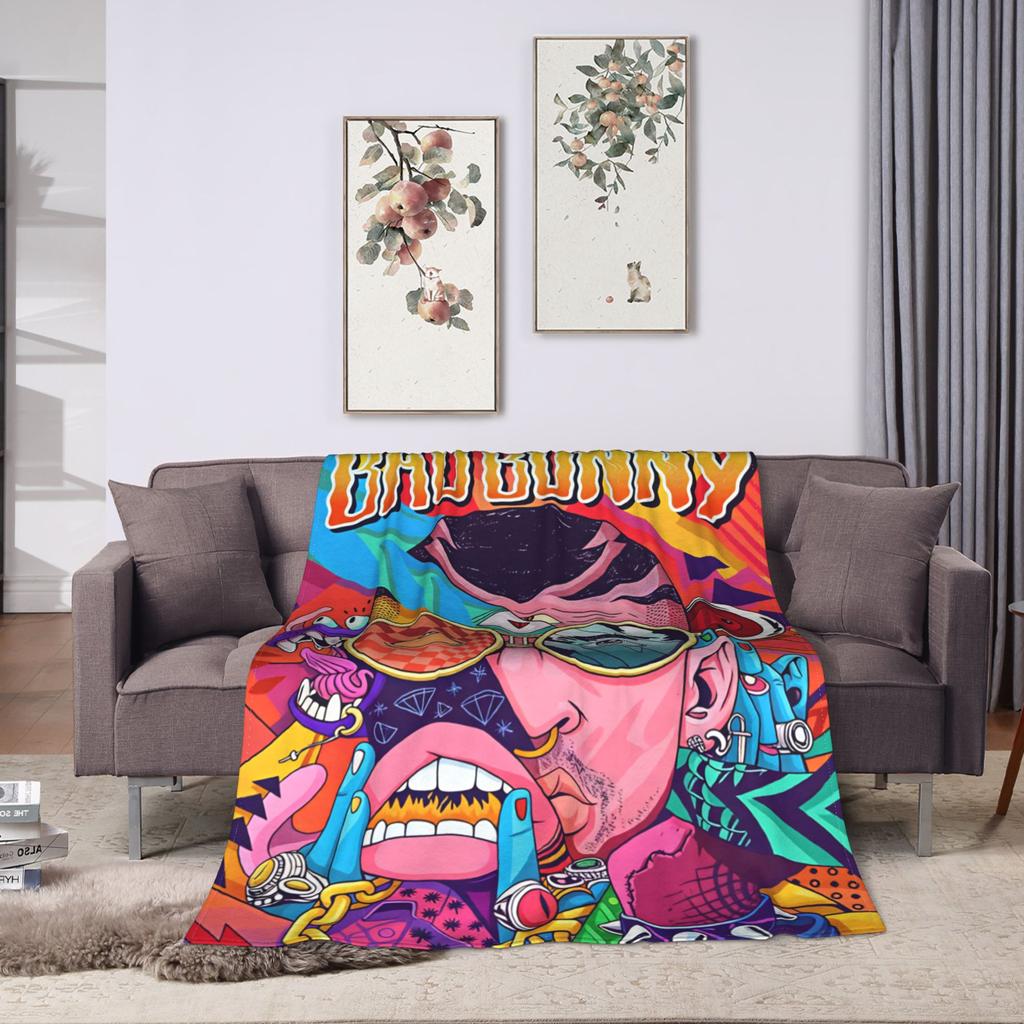 DTMF Mas Fotos Puerto Rico Frog Bad Bunny Album Blanket Soft Plush Throw Blanket For Kids Bedroom Flannel Bedspread Bed Cover