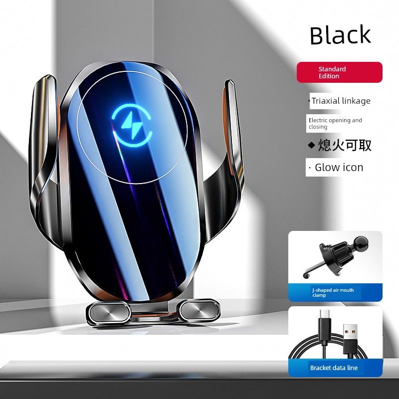 Car Mobile Phone Bracket Three-Axis Linkage Double Sensor Automatic Opening and Closing Luminous Wireless Charger Car Phone Holder