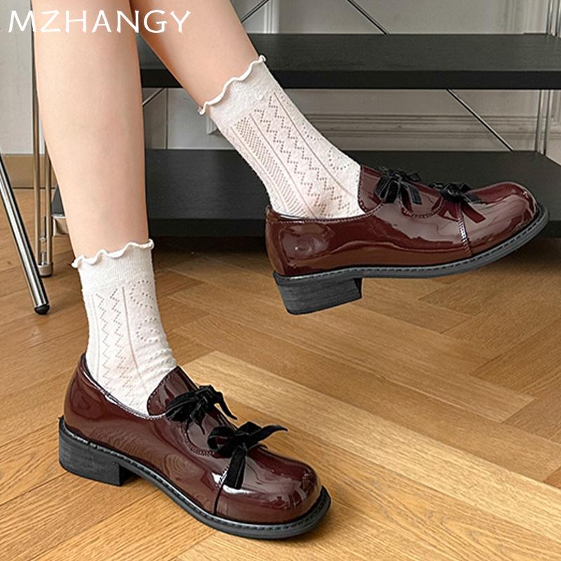 Women Bow Loafers Shoes Leather Designer Shoes Dress Chunky Winter Fashion Shoes 2024 Trend New Brand Party Zapatillas Ladies