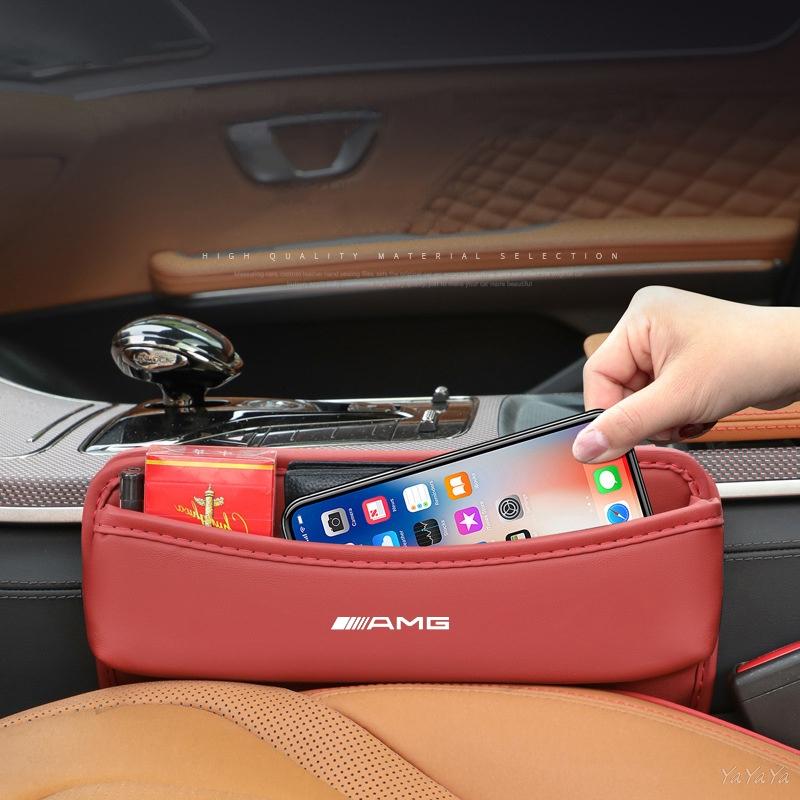SFX1 Car Leather Crevice Storage Box Slit Gap Filler Auto Accessories For Benz AMG W204 W205 W203 W211 W212 W213 W201 W210 stickers