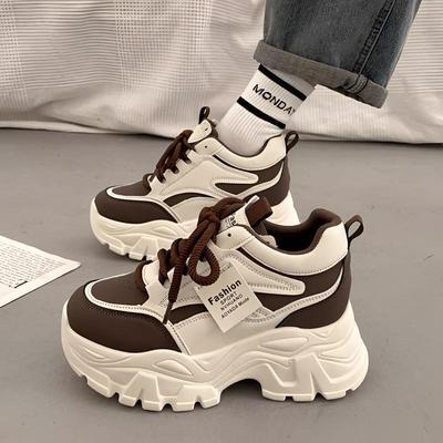 Versatile Platform Dad Shoes Women's Feet Show Small Height-increasing Shoes New Autumn and Winter Muffin Casual Sports Shoes