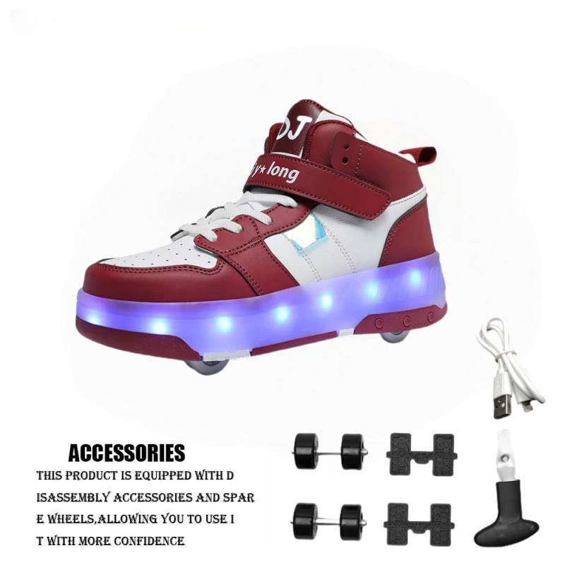 Glowing Led Light roller shoes Skates For Children New Deformation Parkour Teenager Shoes Breathable Mesh Sneakers With Wheels