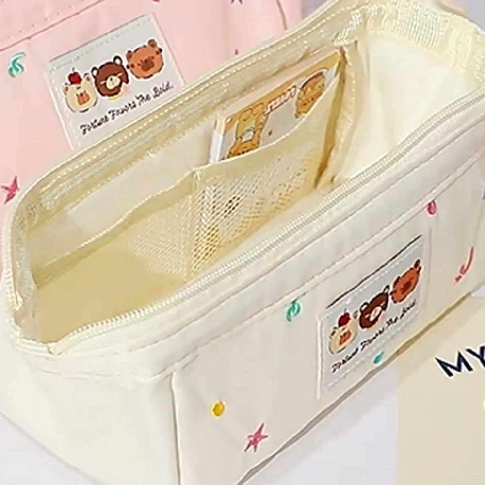 Embroidered Stationery Bag Large Capacity Pen Pencil Case Ins Fashion Kawaii Pencil Bag  Kids
