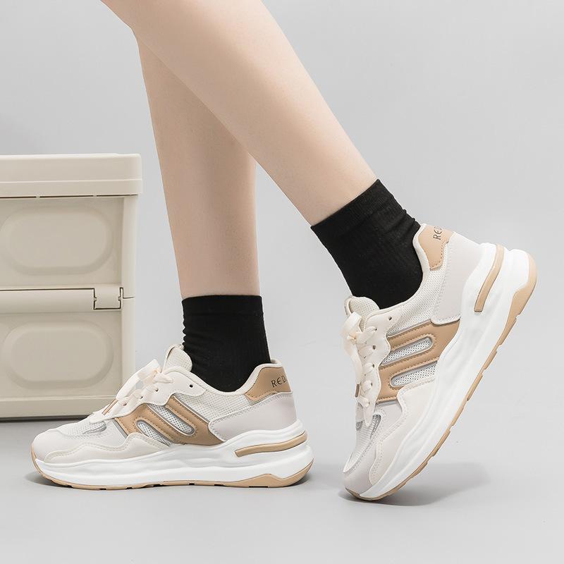 Summer versatile mesh breathable women's platform white shoes women's casual sports shoes