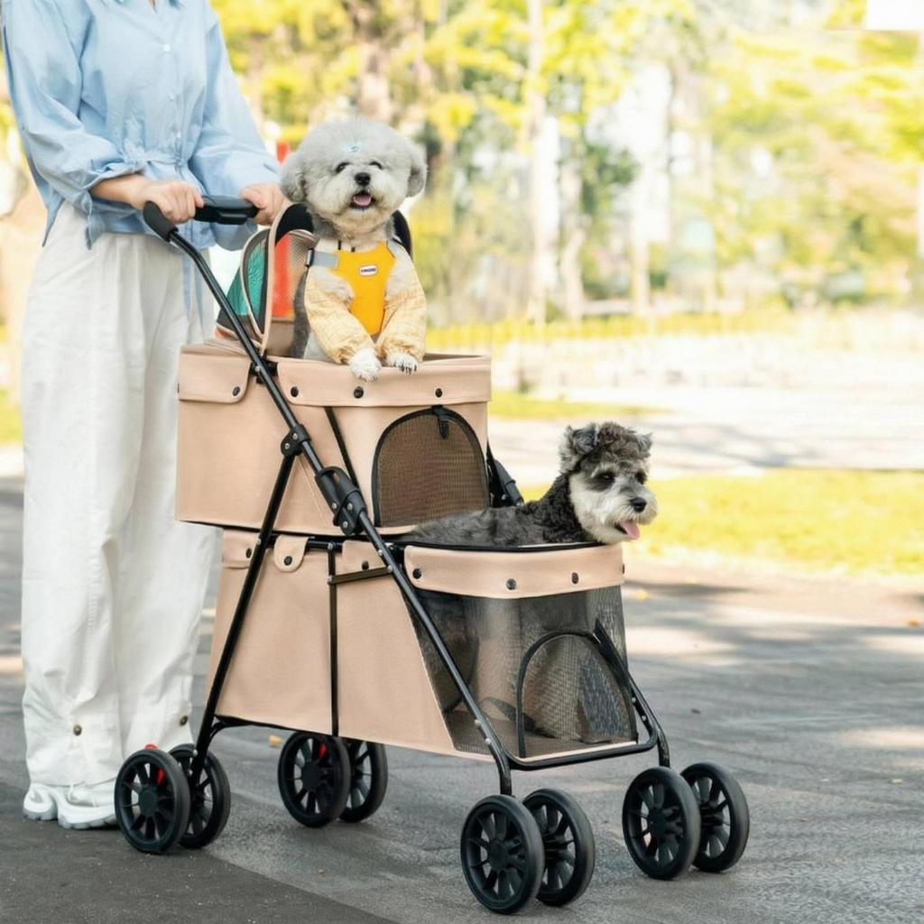 Double Layer Dog Cat Pet Carrier Easy to Fold Deck Large