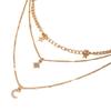 Hot-selling creative diamond-encrusted pentagram crescent pendant multi-layer stacked necklace collarbone chain item