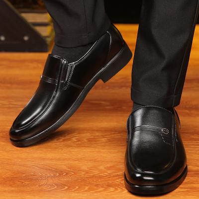 Scarpe in Pelle da Uomo alla Moda per Esterno, per Lavoro e Anziani, Nere, a Punta Tonda, Formali, per Papà, in Taglie Extra-Large, Scarpe Comode