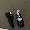 2025 Soft-soled Mary Jane Small Leather Shoes Women's One-word Buckle with Split-toed Horseshoe Shoes Ballet Flat Comfortable Single Shoes