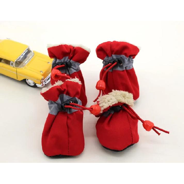 4pcs Antiskid Puppy Shoes Waterproof Winter Pet Dog Anti-slip Rain Snow Boots Footwear Thick Warm For Prewalkers Socks Booties