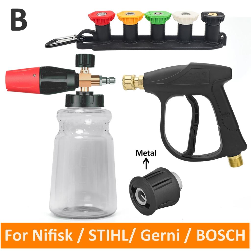 High-Pressure Washer Gun & Foam Cannon Set - 4350PSI, 1L Foam Tank for Karcher/Bosch/Nilfisk/Parkside | Car/RV/Truck Cleaning