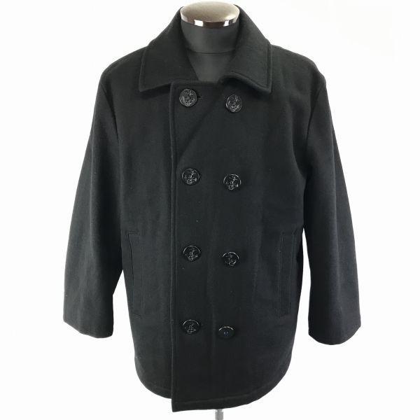 90s Japan NEW YORKER WITTY Wool Short Pea Coat Men's M Black Quilted Lining(USED)