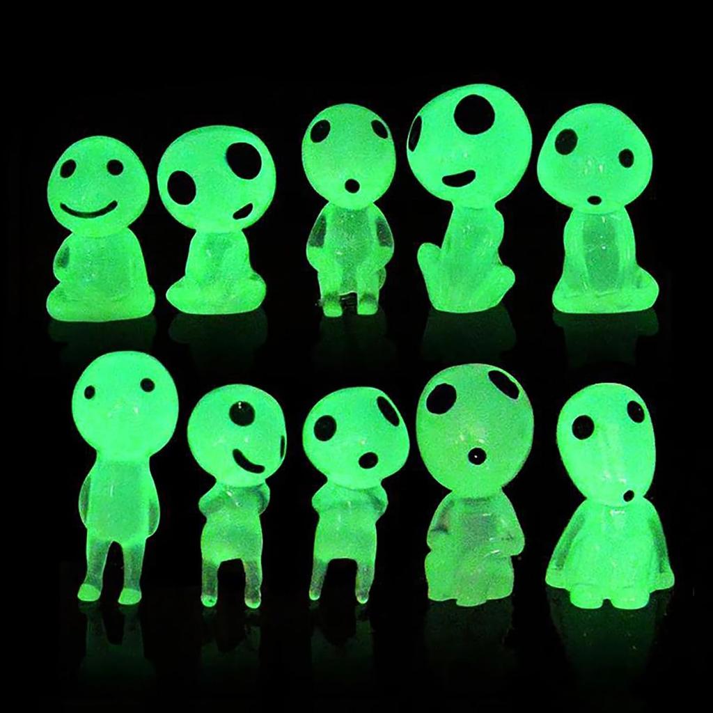 LeTradeJP 10 Pieces Resin Decoration Wooden Elf Figure Glowing Tree Movie Character Cute Doll Collection Gift Interior Miniature Alien Cartoon Micro