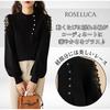 [ROSELUCA.] [Add Elegance] Sweater Ladies Knit Long Sleeve Round Neck Lace Openwork Sheer Veil Sleeves Spring Elegant Girly No Collar Cute Feminine