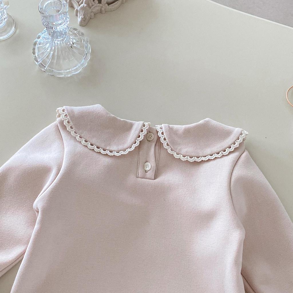 Mädchen Fleecegefüttertes Winter-Basisschicht-Oberteil (Alter 0-5) - Modische einfarbige koreanische Baby-Unterwäsche AY710