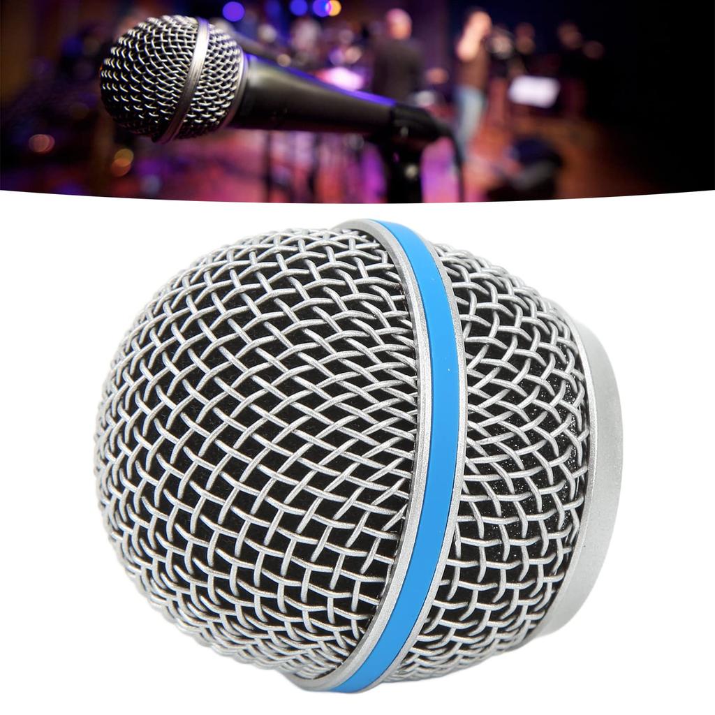 Replacement stainless steel microphone ball head grille for Beta58A, durable windproof foam filter, wide compatibility, inner foam filter