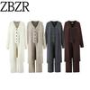 Za Autumn and Winter New Arrivals Women's Clothing Zr European and American Style Fashionable Versatile Vest Pants Cardigan Three-Piece Sweater Set