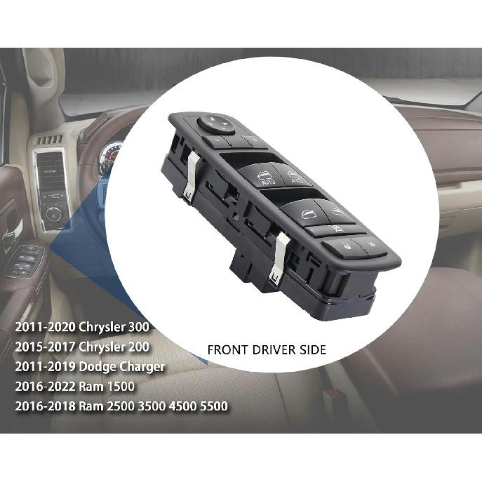 Driver Side Power Window Switch Replacement For 2011- Chrysler 300,2015-2017 Chrysler 200,2011- Dodge Charger,2016- Ram 1500 2500 3500|Replace OE