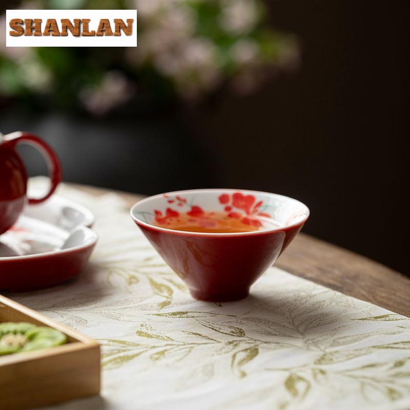 120ml Hand-painted Butterfly Orchid Teacup Traditional Tea Bowl Mug Tea-tasting Personal Cup Chazhan Master Cups Tea Services