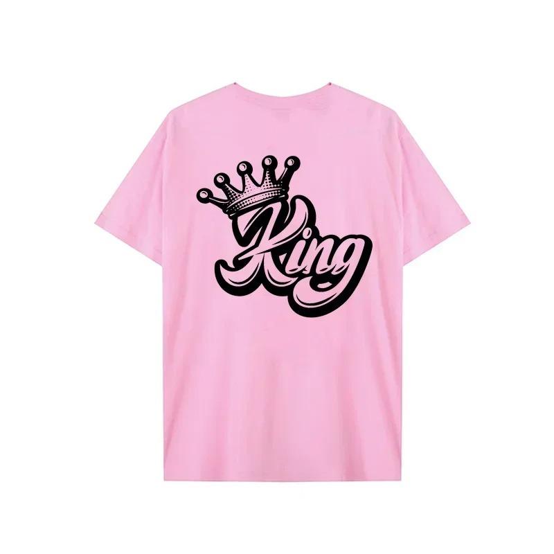 King Queen Crown Print Couple TShirts Harajuku Style Womens Comfortable Tees Summer Tops for Unisex and Women Tshirts