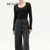MO&Co. Women's Slim Fit Machine Washable Wool Round Neck Sweater