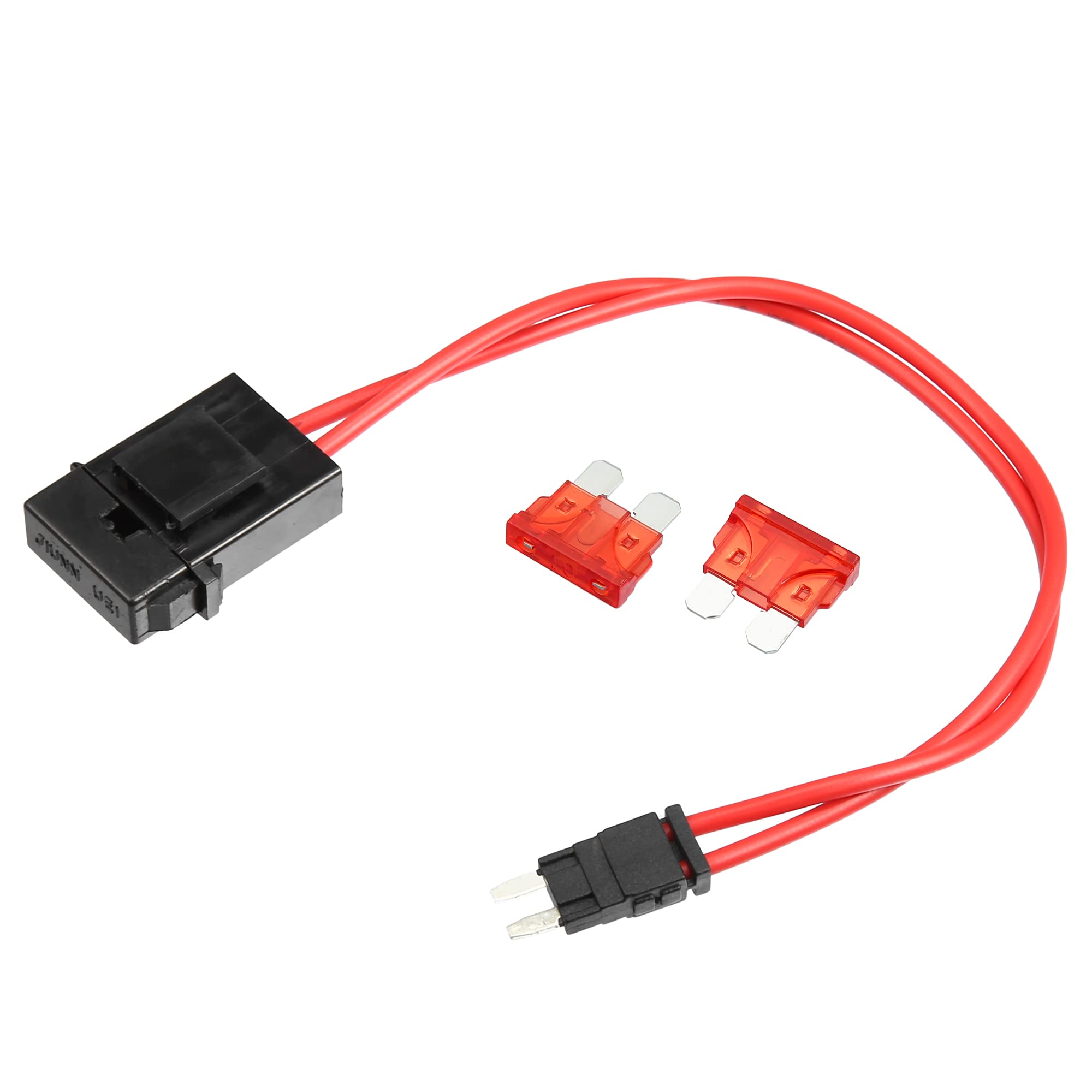 

uxcell 32V Mini Fuse Adapter Tap Fuse Kit with Two 10A Style Fuses for Car Boat красный