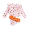 Jenter Solbeskyttende Badedraktsett Todelt Rash Guard Langermet Badebukse Tankini med Bikinibunn Blomstertrykk Barn Strandklær