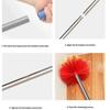 Extendable Cobweb Duster Detachable Metal Pole Soft Bristle Dust Cleaner For Ceiling Wall High Place Household Cleaning