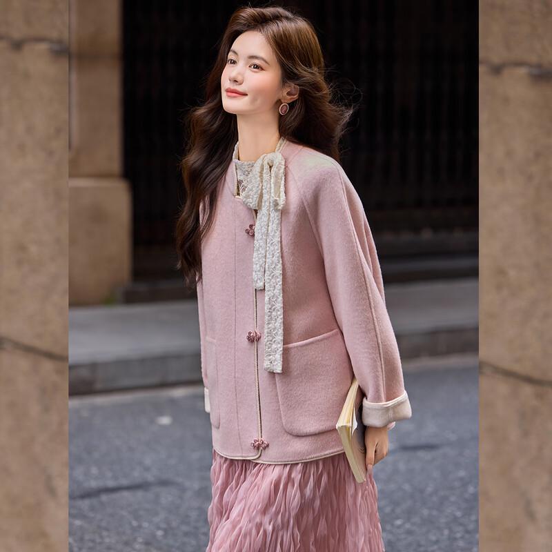 Bailuyu New Chinese Style Wool Blend Double-Faced Coat