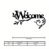 1pc Vintage Black Metal Welcome Sign Floral Script Sturdy Indoor Outdoor Front Door Porch Entryway Wall Decor Housewarming Gift