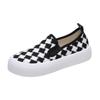 Vintage Platform Canvas Shoes Women's Plaid Woven Single Shoes Lazy Muffin