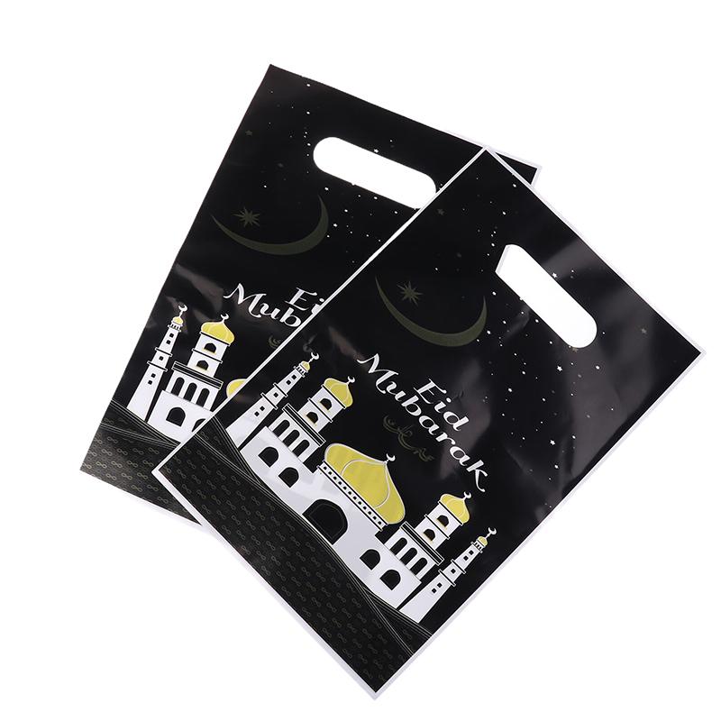 10Pcs 2025 Eid Mubarak Handbag Candy Cookie Snack Gift Bags Packaging Bag For Home Ramadan Muslim Islamic Party Decor Supplies
