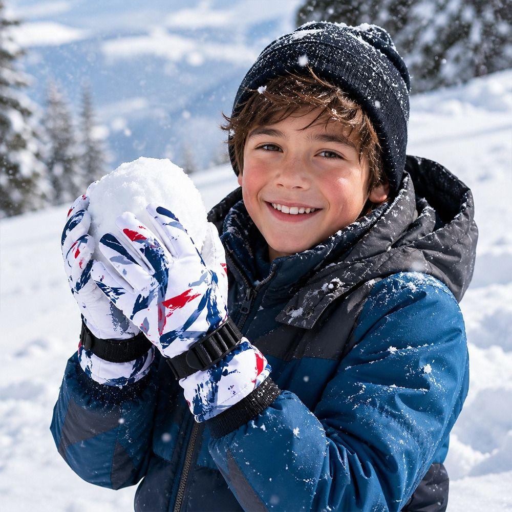 Warm Children Ski Gloves Waterproof Kids Winter Mittens Cute Snow Gloves  Snow Snowboard