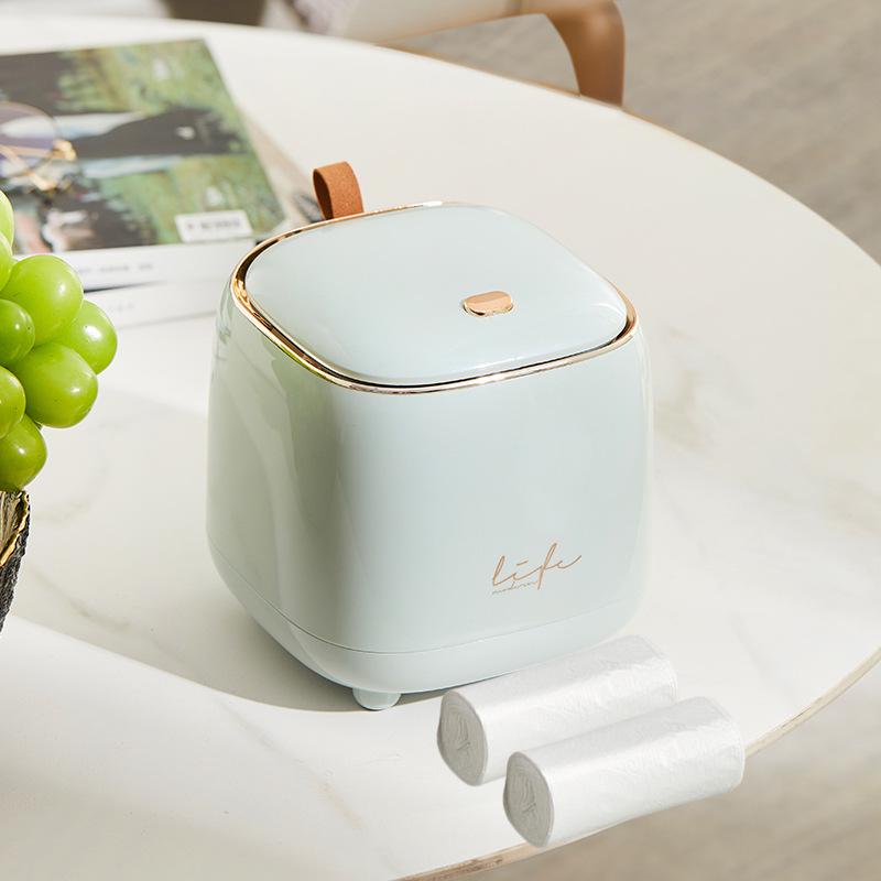 Compact Desktop Waste Bin with Bags - Press-Type