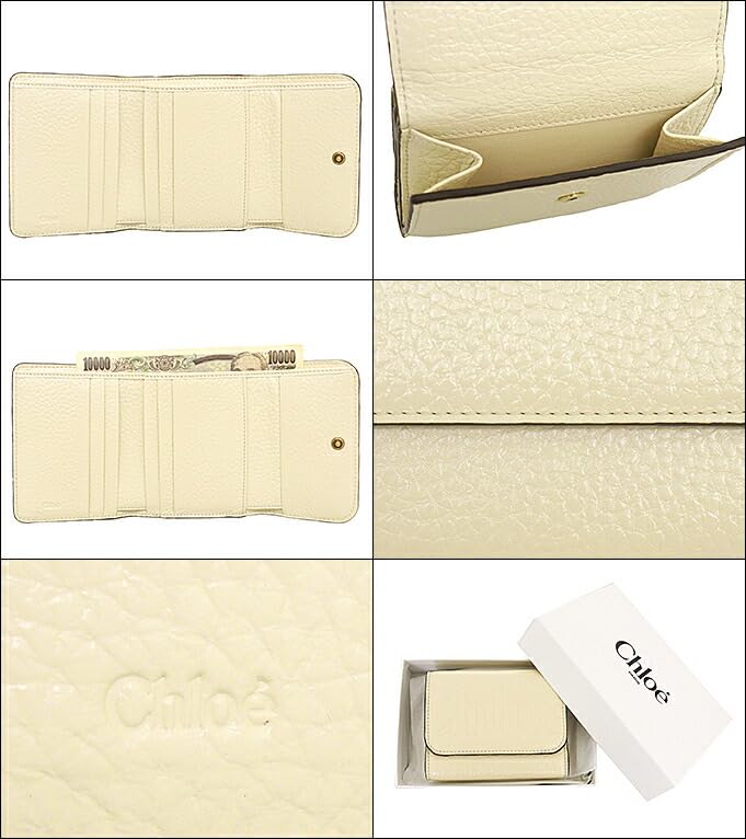 Chloe CHC24WP451 O21 Sweet Beige Leather Small Trifold Wallet for Women [Brand] [Used]