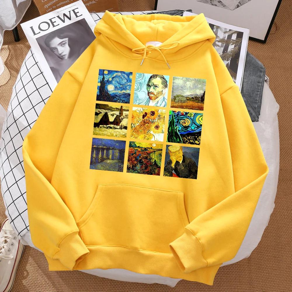 World Famous Painting Sanskrit Van Gogh Printed Women's Hoodie Fashion Fit Hoodie Hip Hop Hoodie Cartoon Sportswear for Women