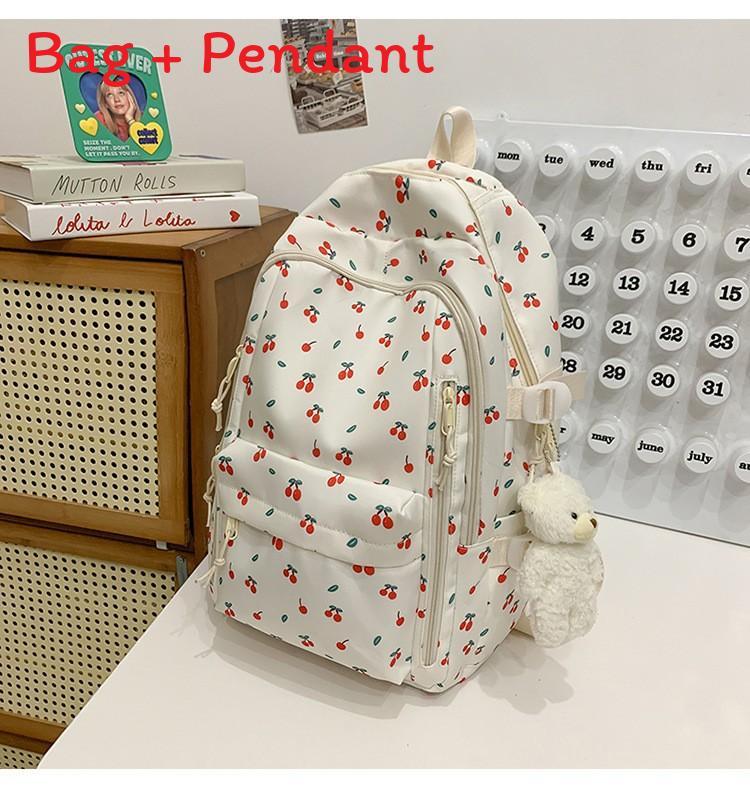 Stilfull Blomstret Ryggsekk For Jenter Nylon Skoleveske Med 14-tommers Laptop-oppbevaring