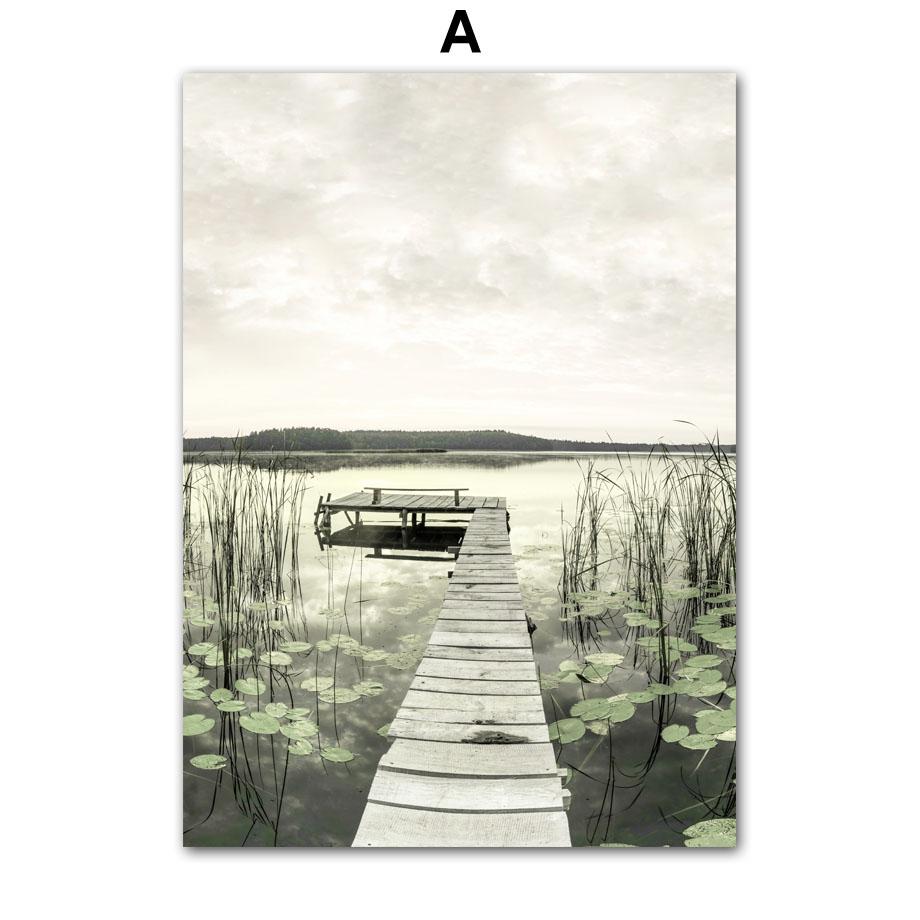 

Храм пруда с лотосом, зеленый тростниковый мост, настенная живопись на холсте, постеры на скандинавскую тему и принты, домашний декор, китайские картины для гостиной 60X80 cm No Framed