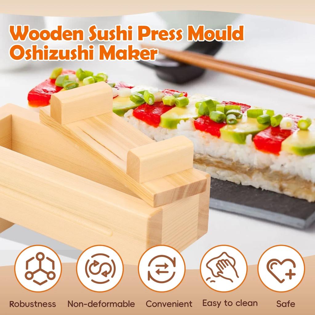 2025 Hot Sushi Press Mold Wooden Rectangular Nigiri Rice Box Sushi Rice Roll Maker Kitchen Gadget Home Restaurant Kichen Tool