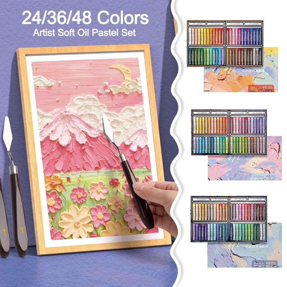 Gifts 24/36/48 Colors Artist Soft Oil Pastel Set Professional Safety Unisex Painting Stick Painting Crayons Art Supply