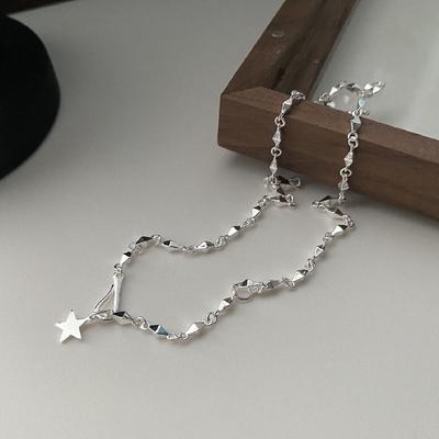 Star Sparkle Necklace Korean Version Heavy Industry Pentagram Clavicle Chain Niche Design Geometric Prism Necklace