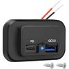 RV USB Outlet, 12V/24V USB Charging Port, 30W PD USB-C & 18W QC3.0, Panel Mount for Camper Marine Boat