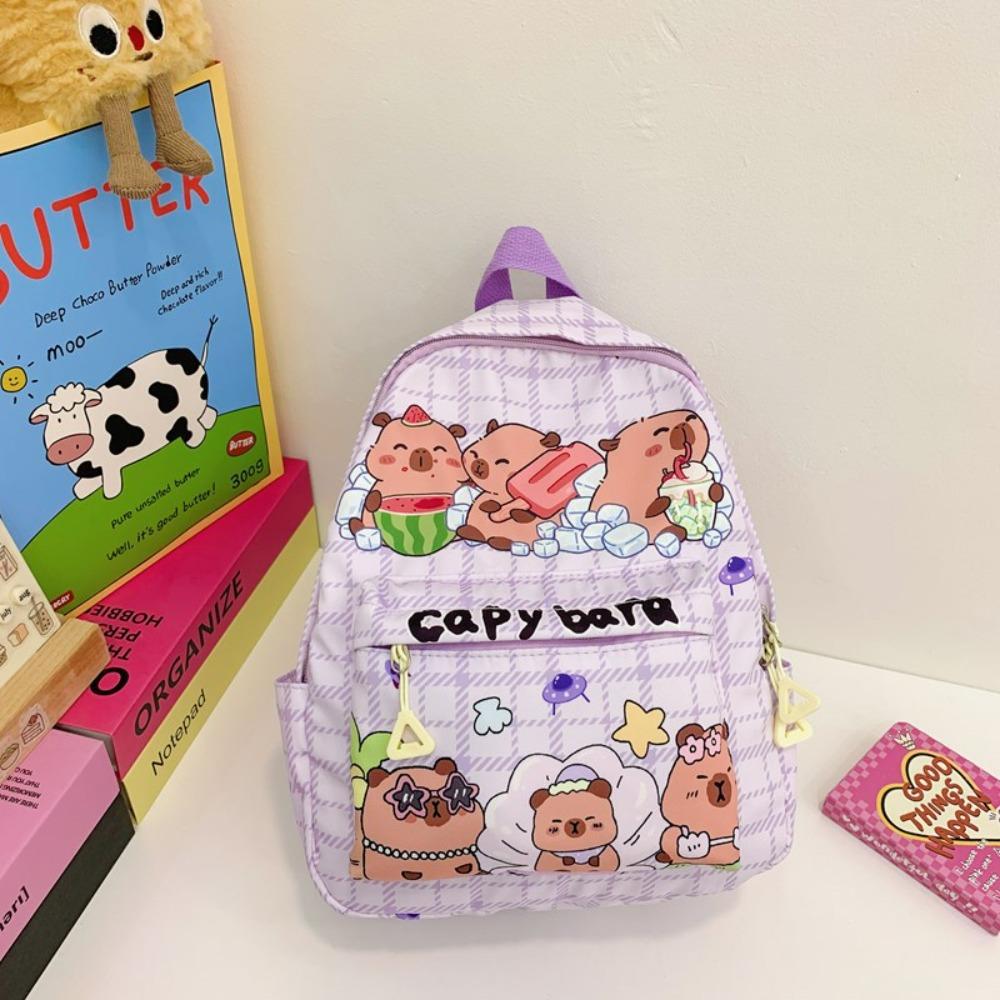 

Thickened Cartoon Animal Daypack Nylon Large Capacity School Bag Creative Capybara Backpack Kids