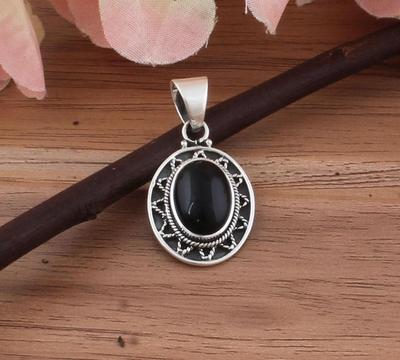 Massiver 925er Sterlingsilber Onyx Edelstein Anhänger Heilungsanhänger Boho Schmuck Designer Anhänger