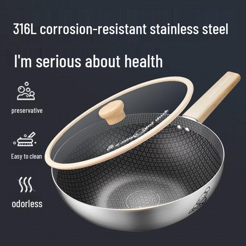 COOKER KING 316 Multi-Layer Steel Non-Stick Wok, 28cm