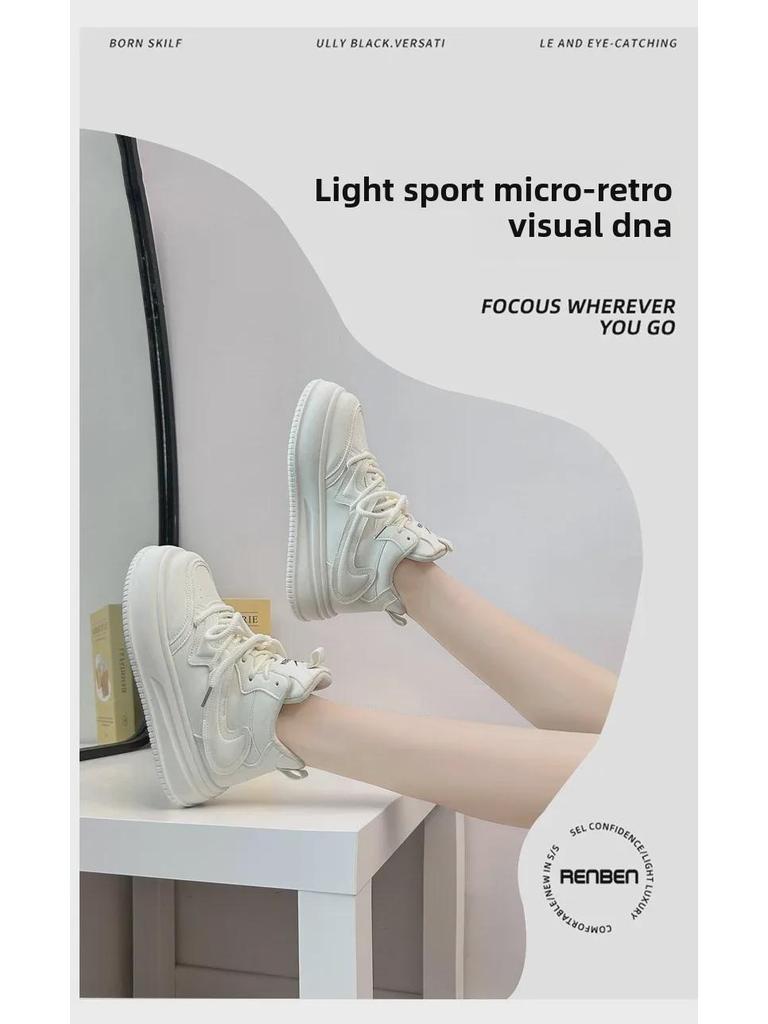 2025 Spring White Platform Sneakers for Women - Korean Style Casual Sports Shoes S6102051