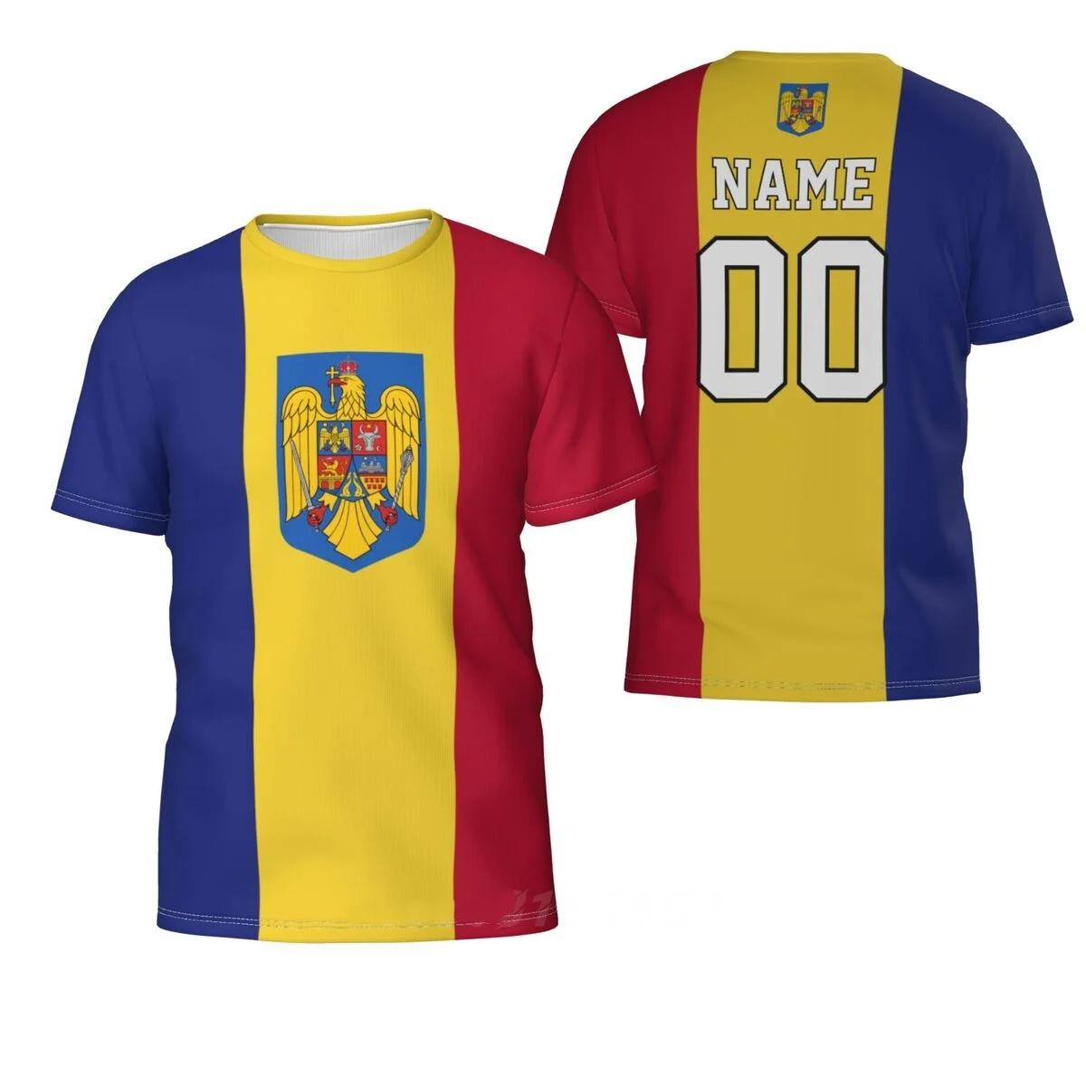 ETST WENDY 005 Roemeni&euml; Voetbalshirt Roemeense Vlag Grafische T-shirts voor Mannen Gym Sport T-shirts 3D Voetbalclub Team T-shirt Dameskleding 2XL