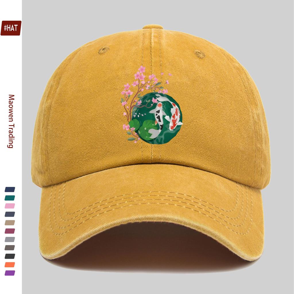 Pc Japanese Cherry Blossom And Koi Pattern Printed Baseball Cap Fashion Casual Printed Design Golf Hat Home Leisure Decor Hat